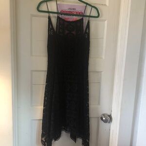 Free People Black Asymmetrical Lace Dress